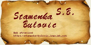 Stamenka Bulović vizit kartica
